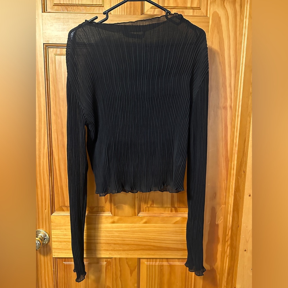 Lioness Black Ribbed Long Sleeve Blouse